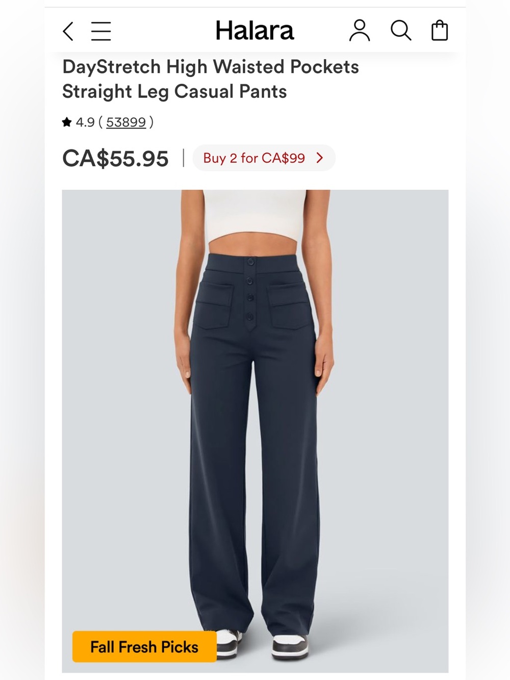 Halara DayStretch High-Waisted Straight Leg Pants in Navy